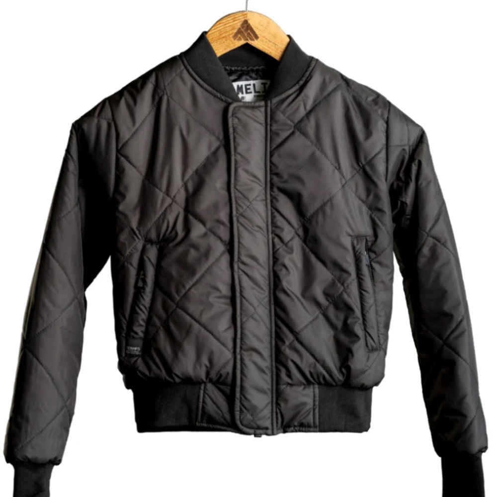 Black Quilted Bomber Jacket